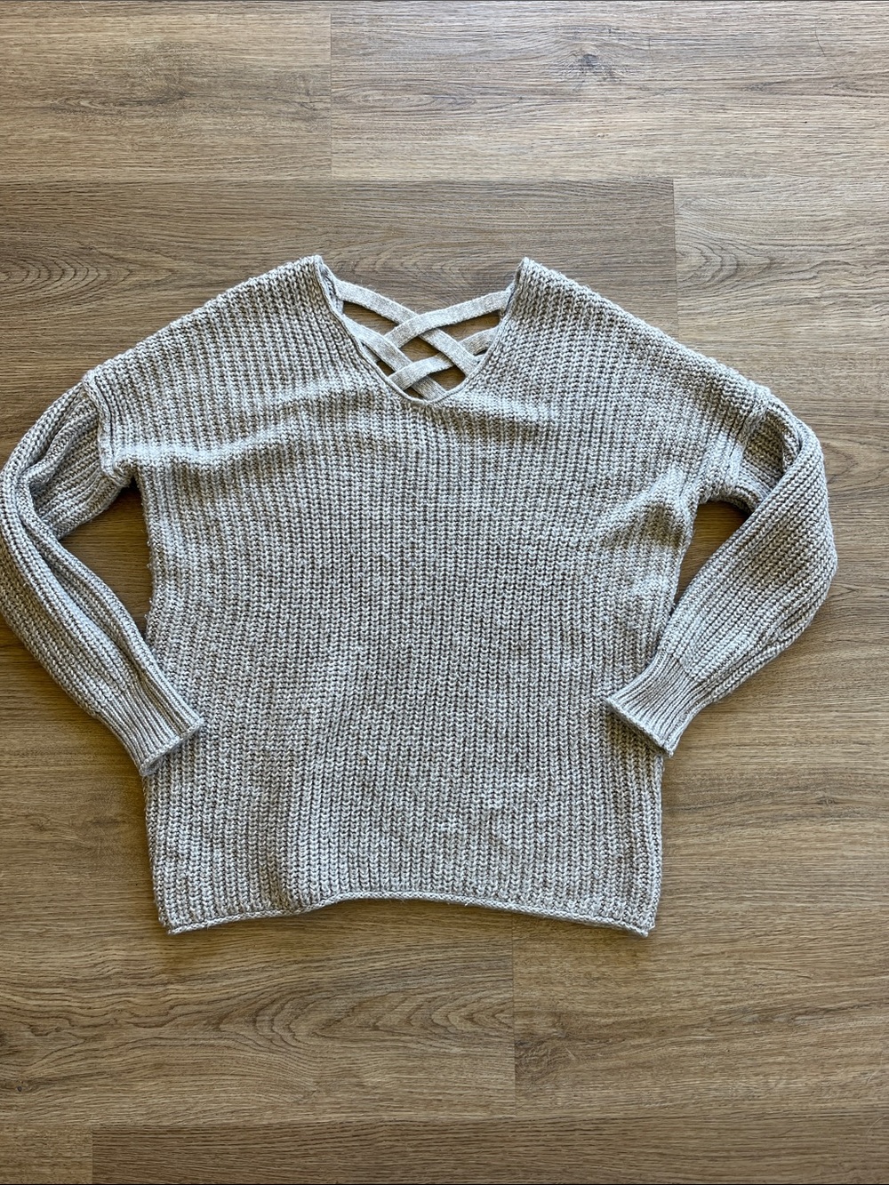 Mossimo Supply Co. Crisscross Back V-Neck Sweater - Light Grey